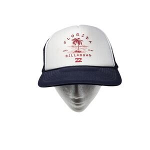Otto Collection Billabong Florida Trucket Hat Snap Back White Blue One Size